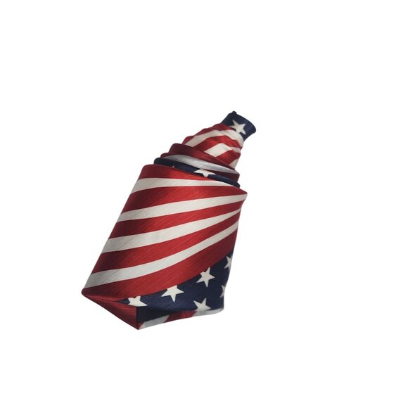 Patriotic American Flag Necktie Red White & Blue American Traditions Silk - Picture 2 of 6